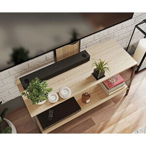 Sauder Wood & Metal 2 Shelf TV Stand with Mount - Charter Oak, , hires