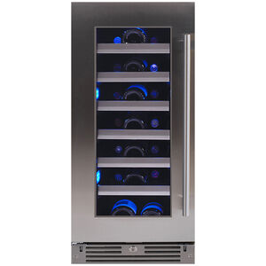 XO 15 in. Undercounter Wine Cooler with Single Zone & 34 Bottle Capacity Left Hinged - Stainless Steel, Stainless Steel, hires