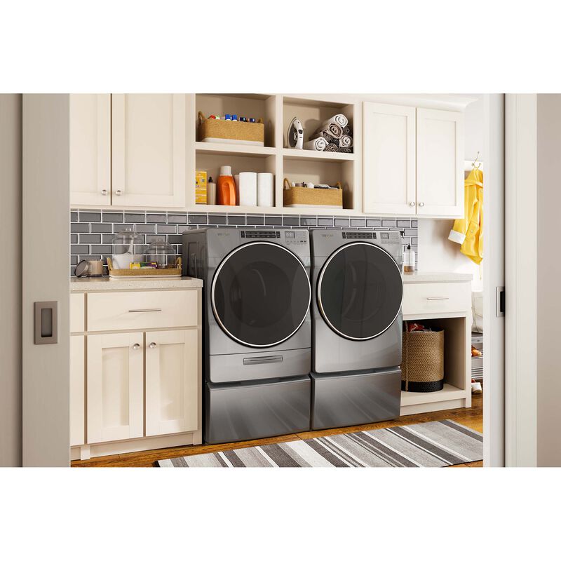 Whirlpool 27 in. 7.4 cu. ft. Stackable Gas Dryer with Sensor Dry, Stainless Steel Dryer Drum, Sanitize & Steam Cycle - Chrome Shadow, , hires