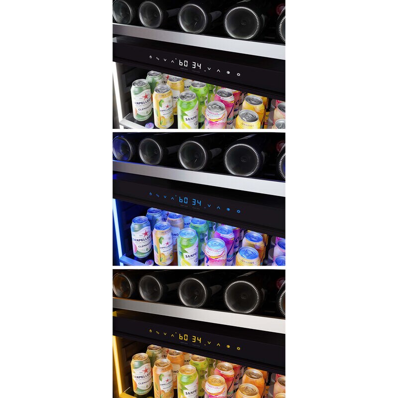 Zephyr Presrv Series 24 in. Built-In/Freestanding 14.5 cu. ft. Beverage Center with Adjustable Shelves & Digital Control - Stainless Steel, , hires