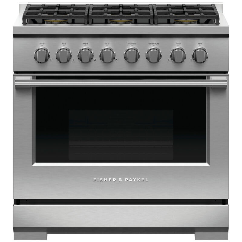 Fisher & Paykel Series 7 Professional 36 in. 5.3 cu. ft. Standard Convection Gas Range with 6 Sealed Burners - Stainless Steel, , hires