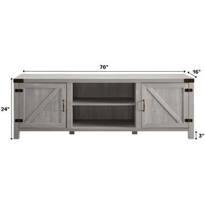 Walker Edison Barn Door 70 in. Modern Farmhouse TV Stand - Stone Gray, , hires