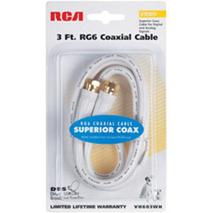 RCA 3' RG6 Coaxial Cable- White, , hires