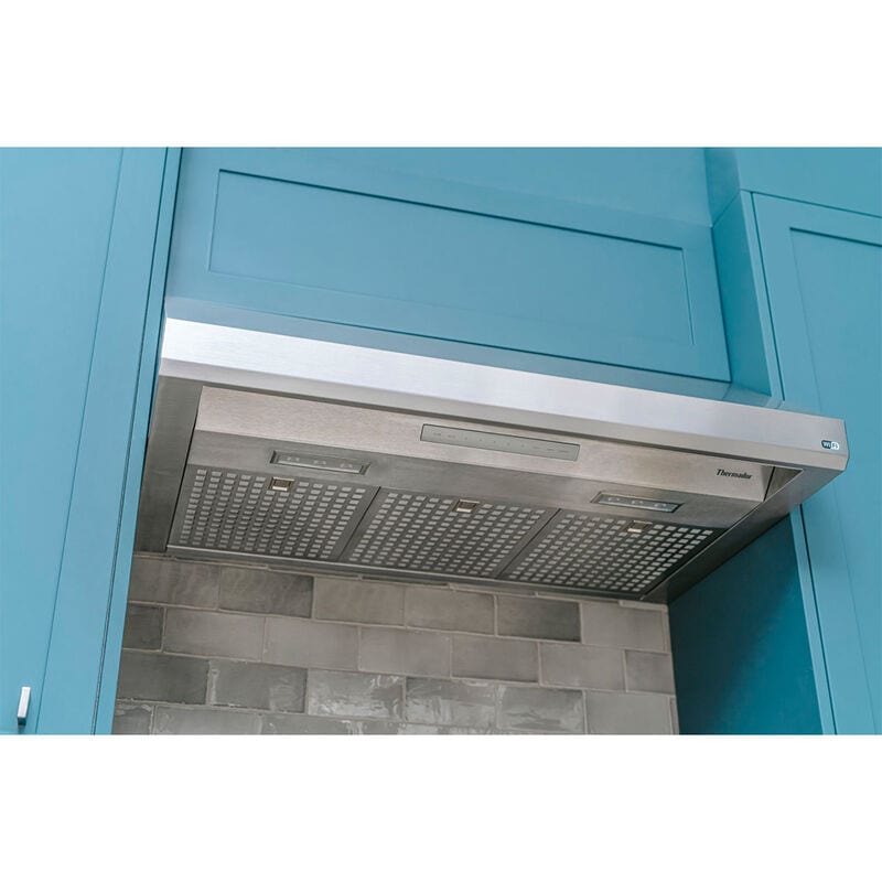 Thermador Masterpiece Series 36 in. Smart Ducted Canopy Pro Style Style Range Hood with 1000 CFM, 4 Fan Speeds & 2 LED Lights - Stainless Steel, , hires