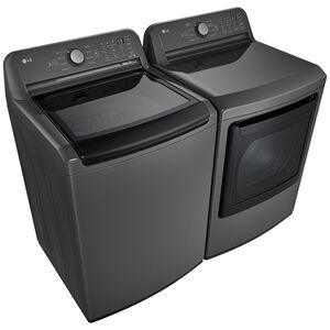 LG 27 in. 5.0 cu. ft. Top Load Washer with Speed Wash Cycle, SlamProof Glass Lid & True Balance Anti-Vibration System - Middle Black, Middle Black, hires