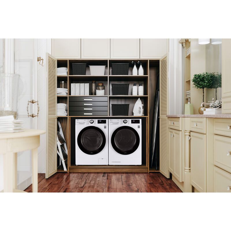 LG 24 in. 4.2 cu. ft. Smart Stackable Ventless Electric Dryer with Heat Pump, Sensor Dry & Sanitize Cycle - White, White, hires