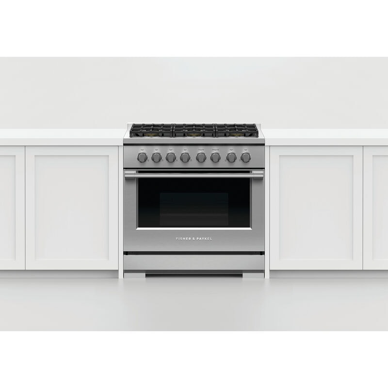Fisher & Paykel Series 7 Professional 36 in. 5.3 cu. ft. Standard Convection Gas Range with 6 Sealed Burners - Stainless Steel, , hires