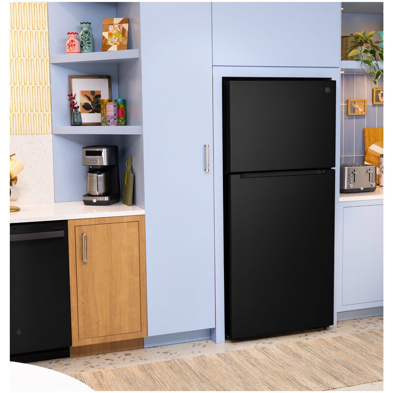 GE 30 in. 21.0 cu. ft. Garage-Ready Top Freezer Refrigerator - Black, Black, hires
