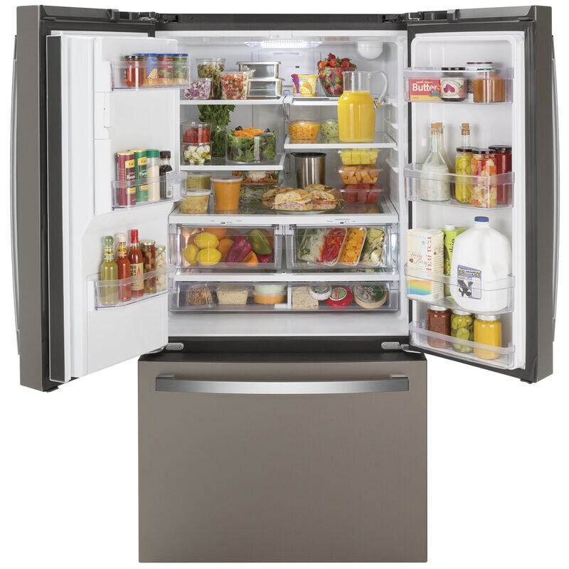 GE 36 in. 25.6 cu. ft. French Door Refrigerator with Ice & Water Dispenser - Fingerprint Resistant Slate, Slate, hires