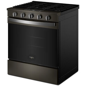 Whirlpool 30 in. 5.0 cu. ft. Smart Air-Fry Standard Convection Slide-In Gas Range with 5 Sealed Burners - Black Stainless, , hires