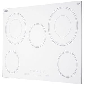 Summit 30 in. 5-Burner Electric Cooktop with Power Burner - White, , hires