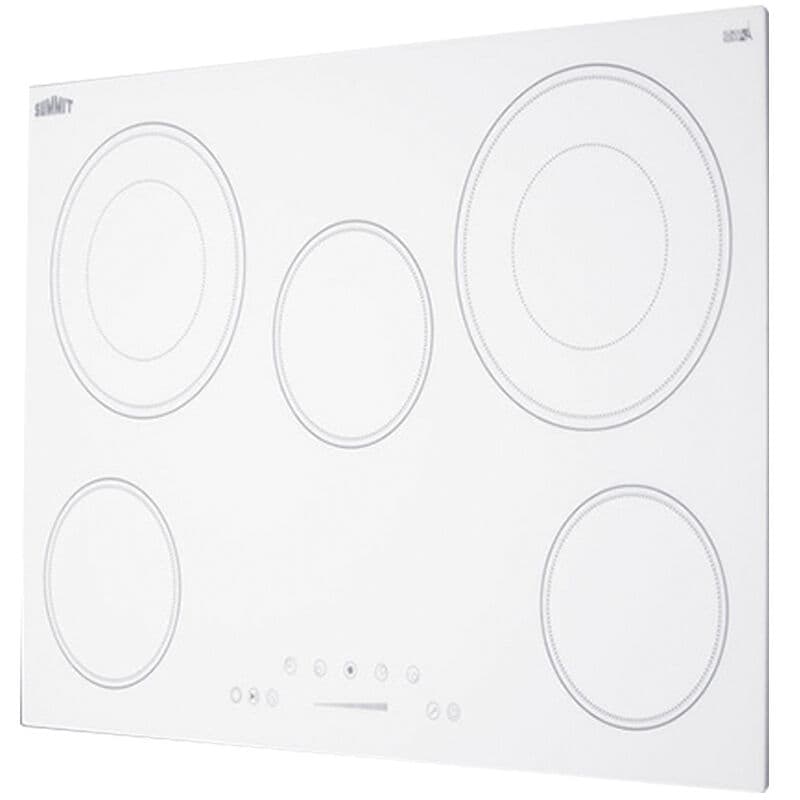 Summit 30 in. 5-Burner Electric Cooktop with Power Burner - White, , hires