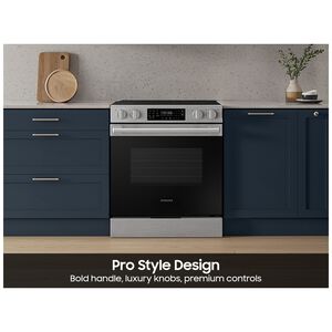 Samsung Bespoke 30 in. 6.3 cu. ft. Smart Air-Fry Standard Convection Slide-In Electric Range with Radiant Burners - Stainless Steel, , hires