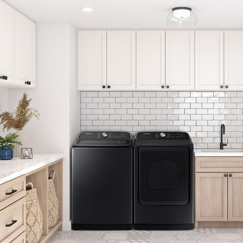 Samsung 27 in. 7.4 cu. ft. Smart Gas Dryer with Sensor Dry, Sanitize & Steam Cycle - Brushed Black, Brushed Black, hires