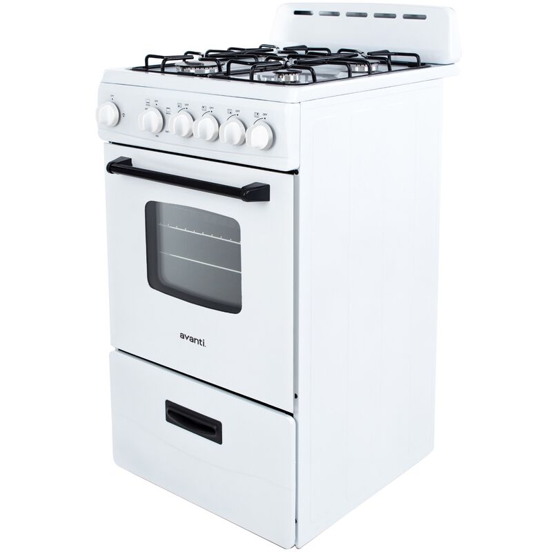 Avanti 20 in. 2.1 cu. ft. Gas Range with 4 Sealed Burners - White, , hires