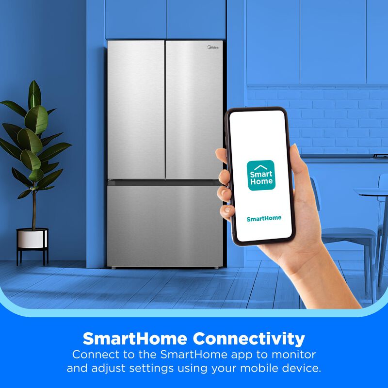 Midea 33 in. 22.6 cu. ft. Smart Counter Depth Garage-Ready French Door Refrigerator with Ice Maker - Stainless Steel, , hires