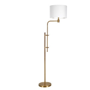 Hudson & Canal Polly Height-Adjustable Brass Floor Lamp, , hires