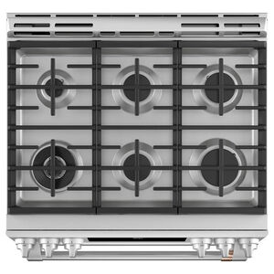 Cafe 30 in. 6.7 cu. ft. Smart Convection Double Oven Slide-In Dual Fuel Range with 6 Sealed Burners & Griddle - Stainless Steel, Stainless Steel, hires
