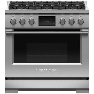 Fisher & Paykel Series 9 Classic 36 in. 4.8 cu. ft. Smart Convection Oven Freestanding LP Dual Fuel Range with 6 Sealed Burners - Stainless Steel, , hires