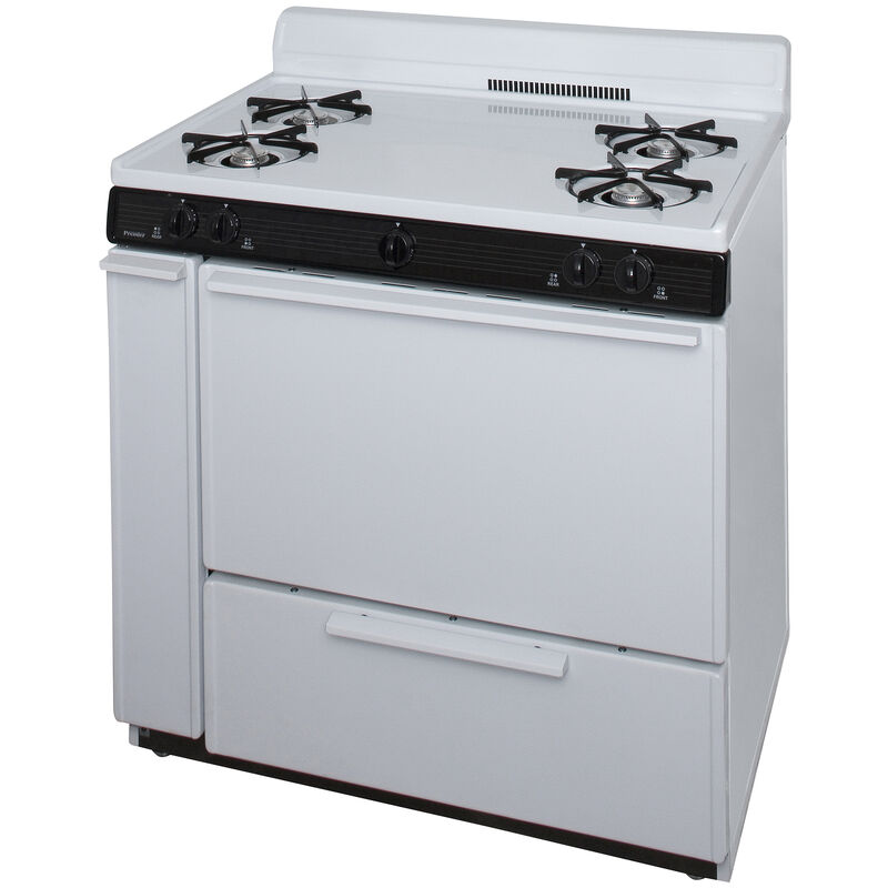 Premier 36 in. 3.9 cu. ft. Gas Range with Open Burners - White, , hires