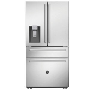 Bertazzoni Master Series 36 in. 21.6 cu. ft. Counter Depth 4-Door French Door Refrigerator with External Ice & Water Dispenser- Stainless Steel, , hires