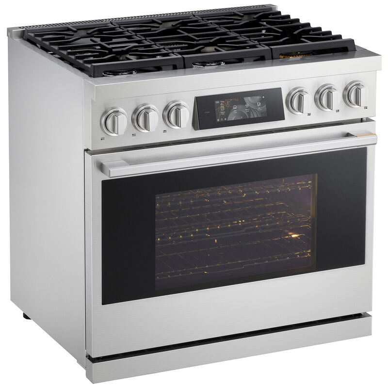 LG Signature 36 in. 6.3 cu. ft. Smart Air-Fry True European Convection Slide-In Gas Range with 6 Sealed Burners - Stainless Steel, , hires