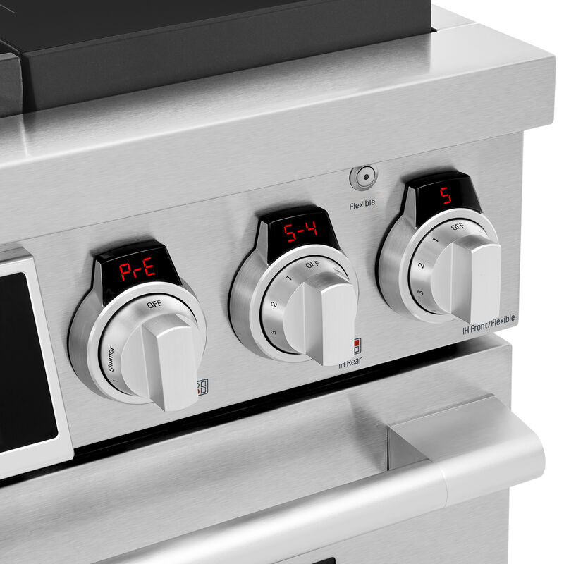 Signature Kitchen Suite 36 in. 6.3 cu. ft. Smart Standard Convection Steam Dual Fuel Range with 2 Sealed & 2 Induction Burners - Stainless Steel, , hires