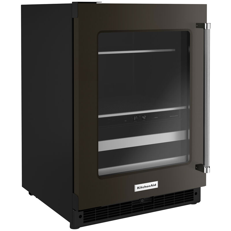 KitchenAid 24 in. Built-In 4.8 cu. ft. Beverage Center with Pull-Out Shelves & Digital Control - Black Stainless Steel, , hires