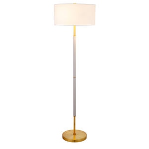 Hudson & Canal Simone Cool Gray and Brass 2-Bulb Floor Lamp, , hires