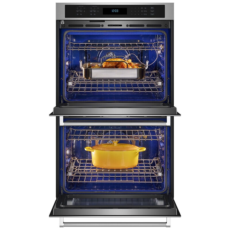 KitchenAid 27 in. 8.6 cu. ft. Top Control Electric Double Wall Oven with True European Convection - Stainless Steel, Stainless Steel, hires