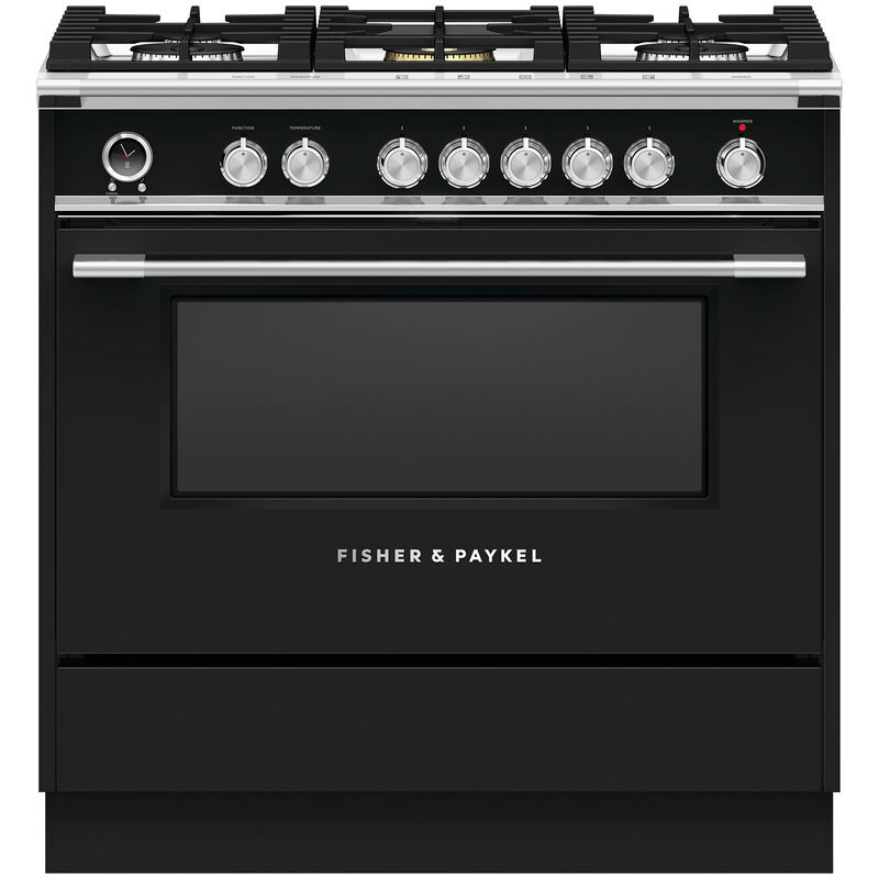 Fisher & Paykel Series 9 Classic 36 in. 4.9 cu. ft. Convection Oven Freestanding Dual Fuel Range with 5 Sealed Burners - Black, , hires