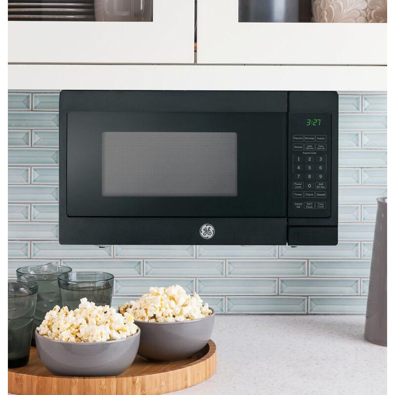 GE 17 in. 0.7 cu.ft Countertop Microwave with 10 Power Levels - Black, Black, hires