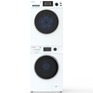 Equator Compact 24 in. 1.57 cu. ft. Electric Front Load Laundry Center with Sensor Dry, Pet & Sanitize Cycle - White, , hires