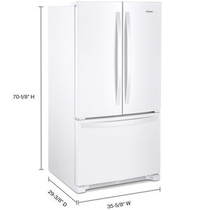 Whirlpool 36 in. 20.0 cu. ft. Counter Depth French Door Refrigerator with Internal Water Dispenser - White, White, hires
