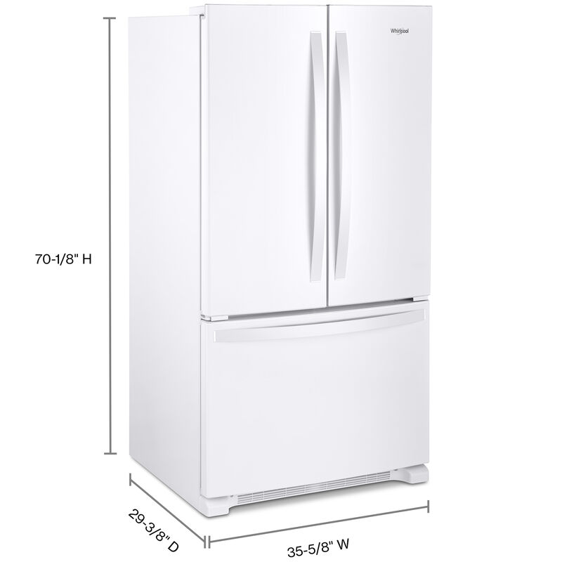 Whirlpool 36 in. 20.0 cu. ft. Counter Depth French Door Refrigerator with Internal Water Dispenser - White, White, hires