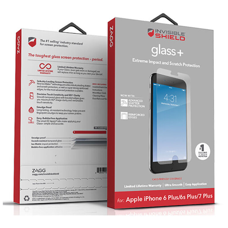 ZAGG InvisibleShield GlassPlus Apple iPhone 8+/7+/6+/6s+ - Case Friendly Screen, , hires
