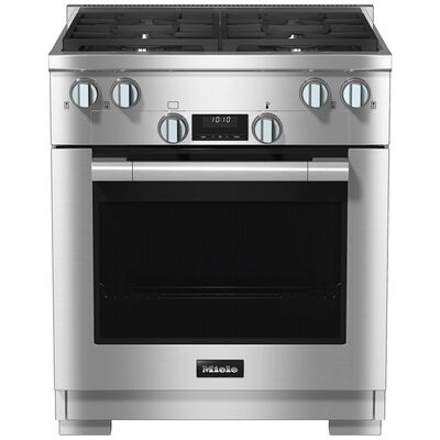 Miele 30 in. 4.6 cu. ft. Convection Oven Freestanding Gas Range with 4 Sealed Burners - Clean Touch Steel | HR1124-3AG