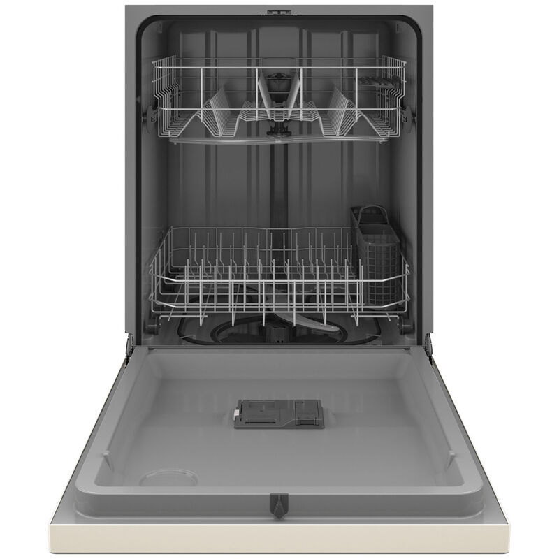 GE 24 in. Front Control Flush-Mount Dishwasher with 55 dBa Sound Level, Dry Boost & Pocket Handle - Bisque, Bisque, hires