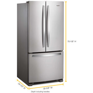 Whirlpool 33 in. 22.1 cu. ft. French Door Refrigerator with Internal Water Dispenser - Fingerprint Resistant Stainless Steel, Fingerprint Resistant Stainless, hires