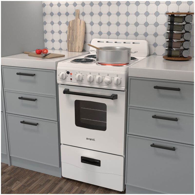 Avanti 20 in. 2.1 cu. ft. Electric Range with Coil Burners - White, , hires