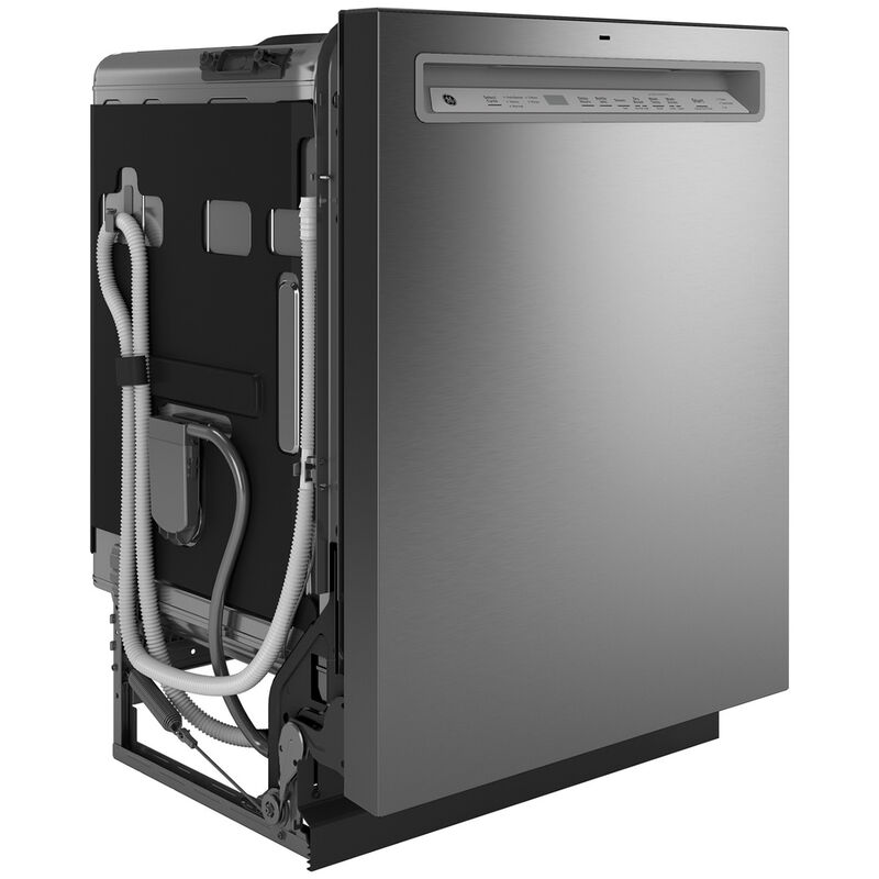 GE 24 in. Front Control Flush-Mount Dishwasher with 47 dBa Sound Level, 3rd-Rack, Dry Boost & Pocket Handle - Fingerprint Resistant Stainless, Fingerprint Resistant Stainless, hires