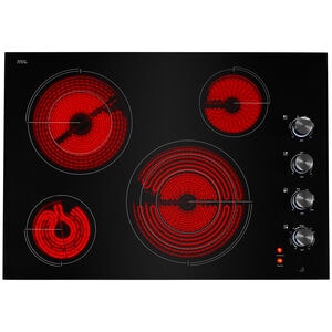 JennAir Oblivian Glass 30 in. 4-Burner Electric Cooktop with Simmer Burner & Power Burner - Black, , hires