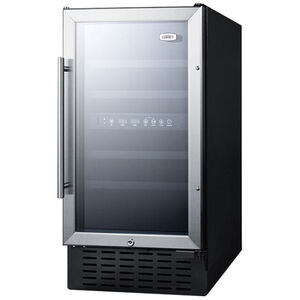 Summit 18 in. Undercounter Wine Cooler with Wood Racks, Dual Temperature Zones & 28 Bottle Capacity - Stainless Steel, , hires