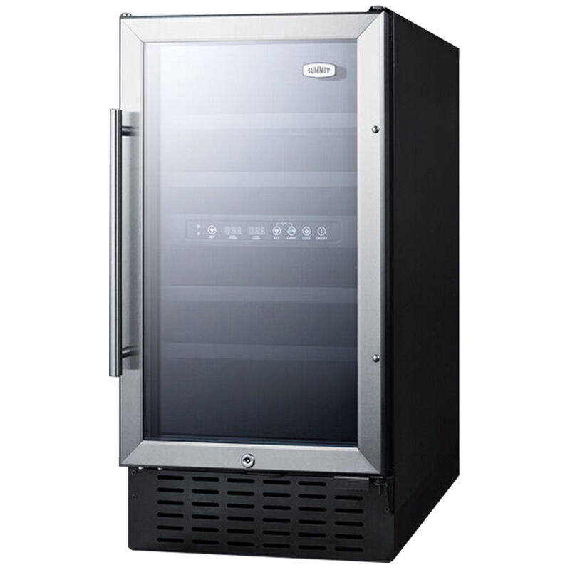 Summit 18 in. Undercounter Wine Cooler with Wood Racks, Dual Temperature Zones & 28 Bottle Capacity - Stainless Steel, , hires