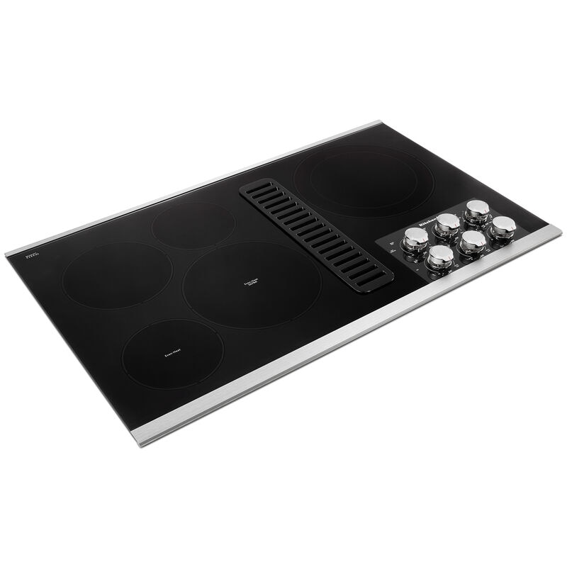 KitchenAid 36 in. 5-Burner Electric Cooktop with Downdraft, Simmer Burner & Power Burner - Stainless Steel, , hires