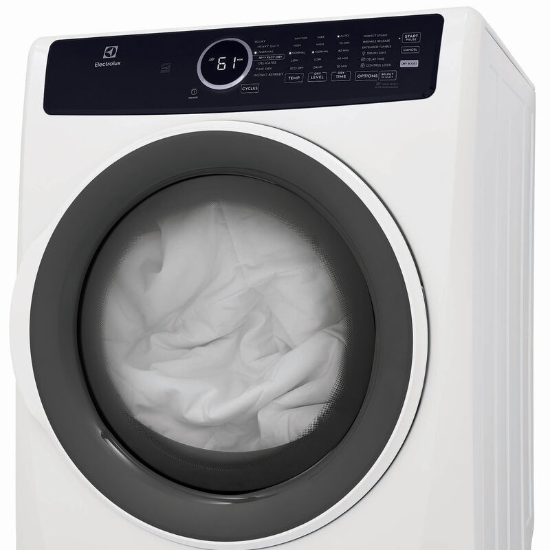 Electrolux 400 Series 27 in. 8.0 cu. ft. Stackable Electric Dryer with 7 Dry Programs, 6 Dry Options, Sanitize Cycle & Wrinkle Care - White, White, hires