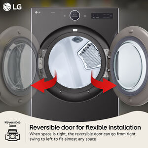 LG 27 in. 7.4 cu. ft. Front Loading Gas Smart Dryer with 23 Dryer Programs, 11 Dry Options, Wrinkle Care & Sensor Dry - Black Steel, , hires