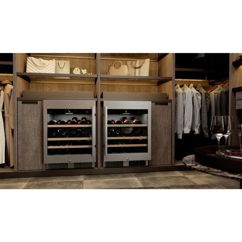 Liebherr 24 in. Undercounter Wine Cabinet with Wood Racks, Single Temperature Zone & 46 Bottle Capacity - Stainless Steel, , hires