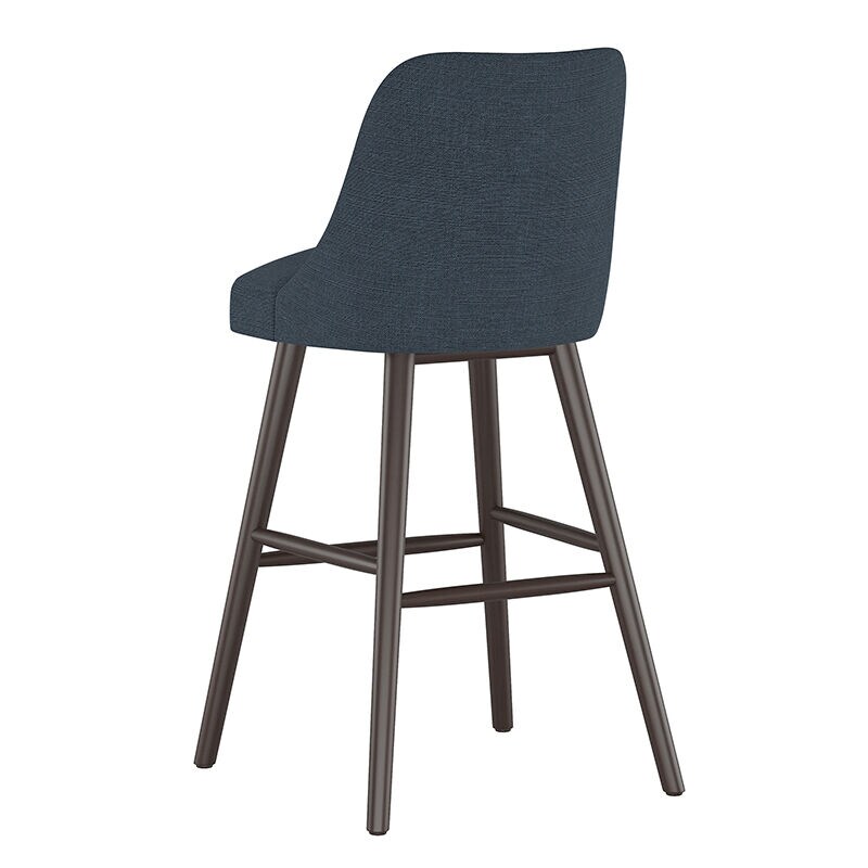 Skyline Furniture Modern Mid Century Bar Stool in Linen Fabric - Navy, Navy, hires