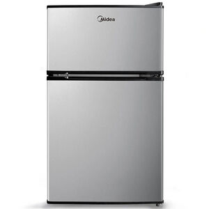 Midea 19 in. 3.1 cu. ft. Mini Fridge with Top Freezer - Stainless Steel, Stainless Steel, hires
